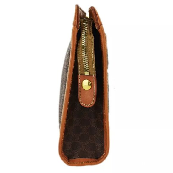 CELINE Clutch Bag Macadam Beige PVC ?~ Leather Authentic - Picture 2 of 10